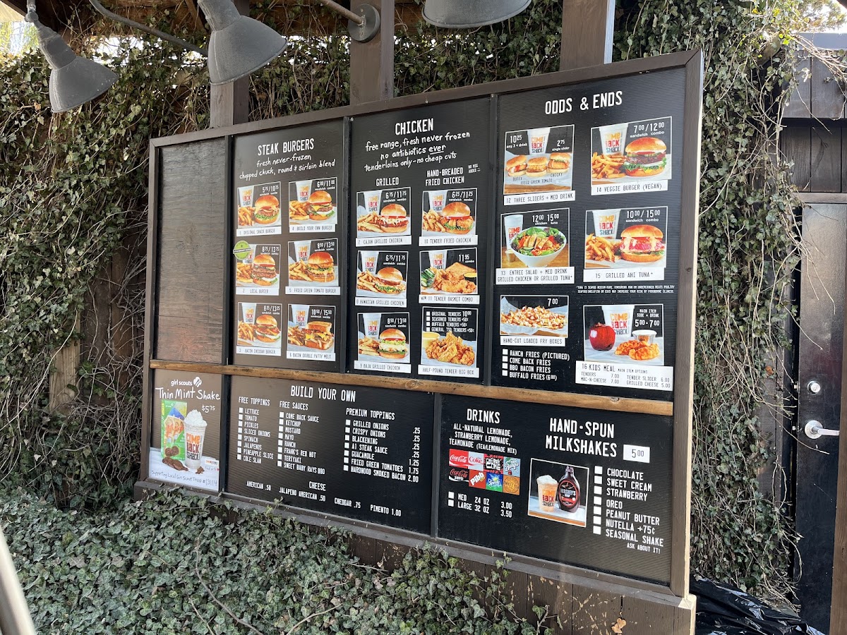 Come Back Shack Menu - Image 1