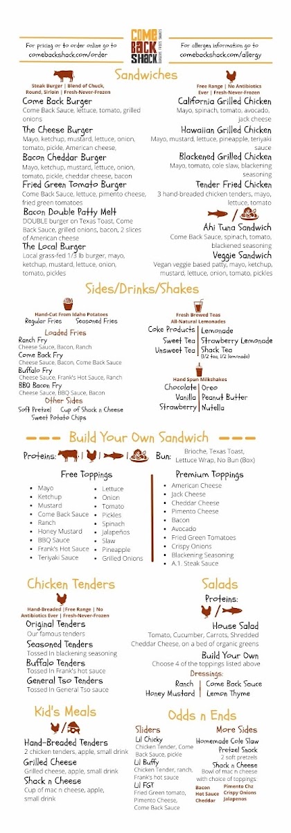 Come Back Shack Menu - Image 6